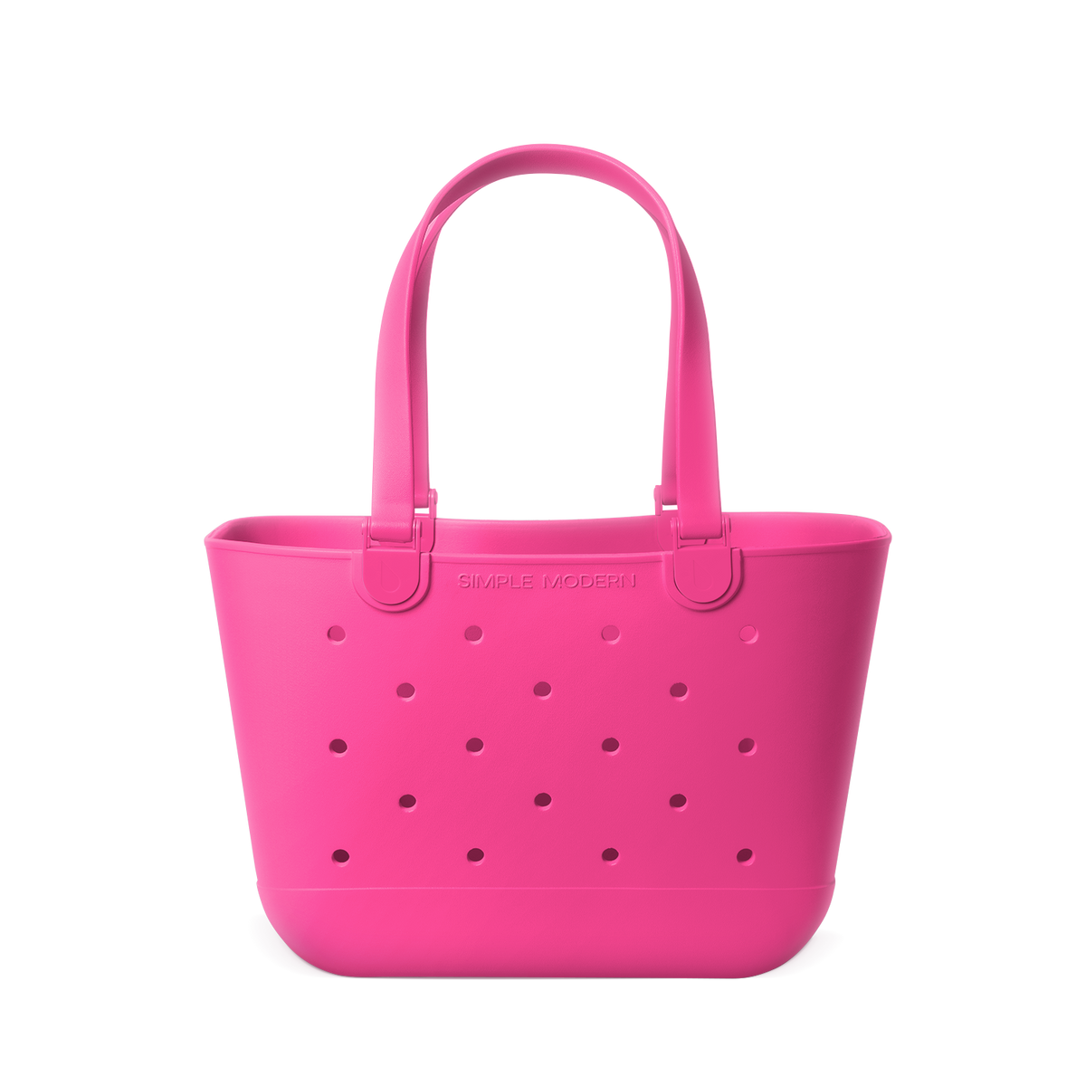 Vibrant hot pink tote bag displayed against a white background