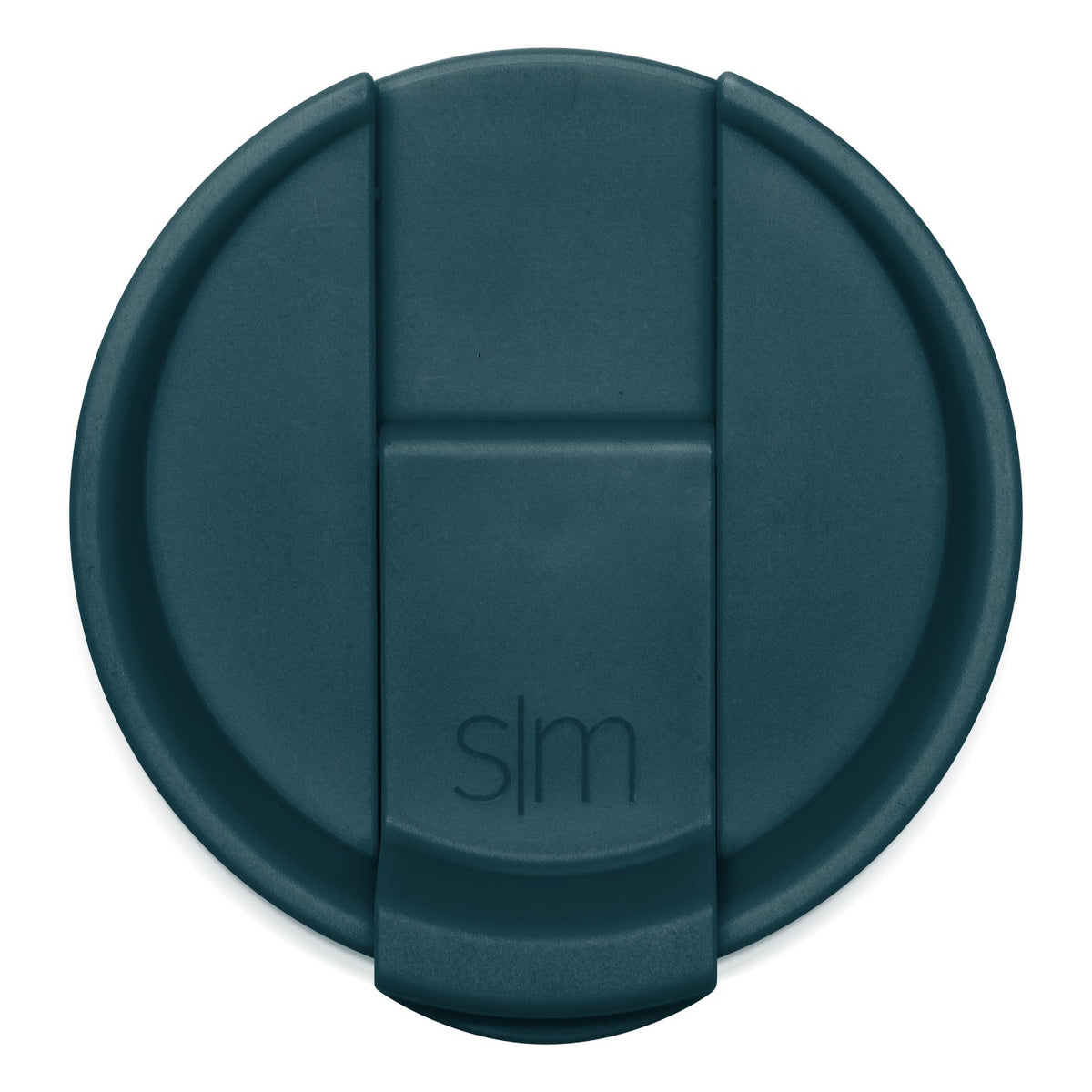 Teal-colored circular lid with raised rim, photographed from above against white background.