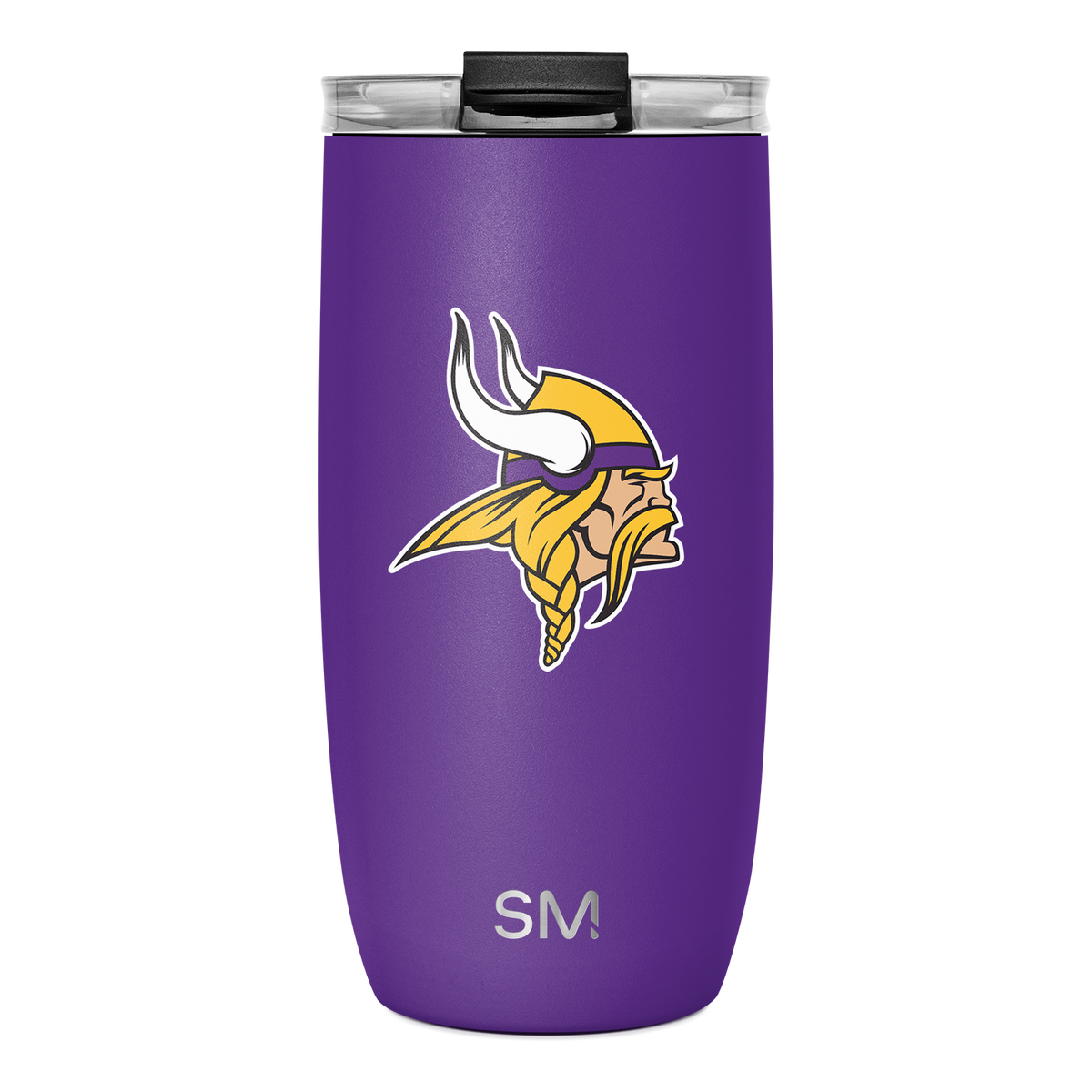 Purple Simple Modern insulated tumbler with Minnesota Vikings NFL logo on front, featuring vibrant purple exterior matching team colors.
