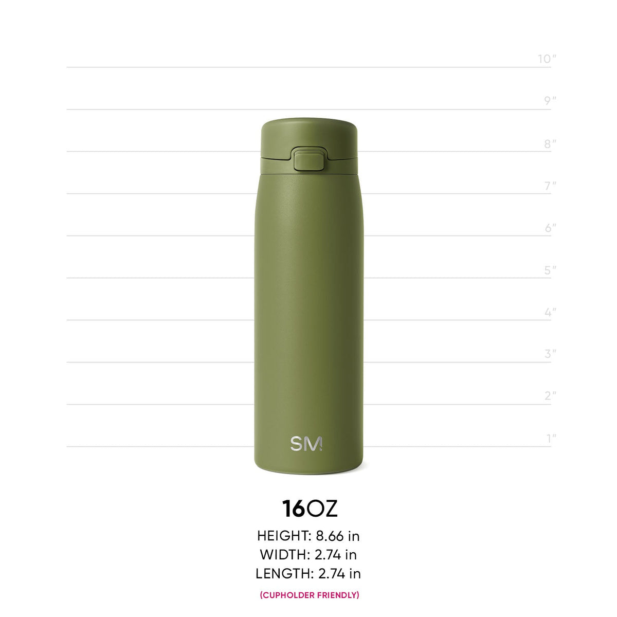 Sage green cylindrical beverage container on light gray background