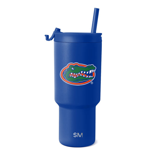 Royal blue insulated tumbler with bright green Florida Gators logo