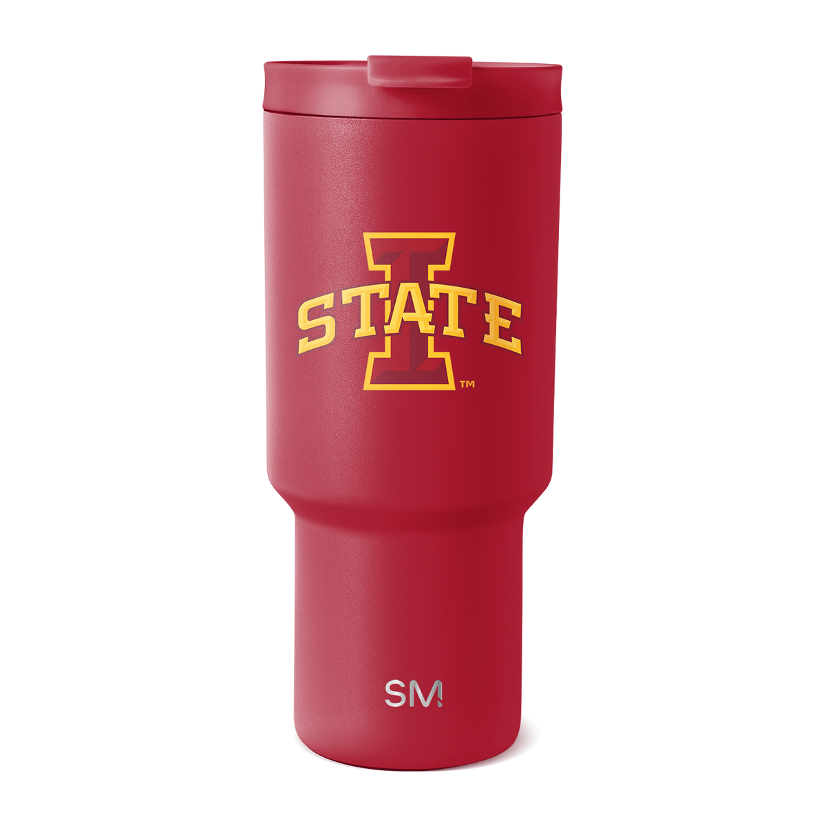 Cardinal red tumbler with golden yellow logo accents